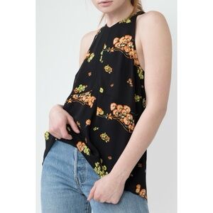 ALC Black Floral Stuart Silk Tank Top